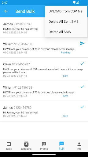 I-download ang Bulk Messages from Excel/CSV – Mabilis na SMS Tool - Screenshot 6