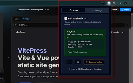 Bolt to GitHub Extension: I-automate ang Iyong Workflow - Screenshot 2