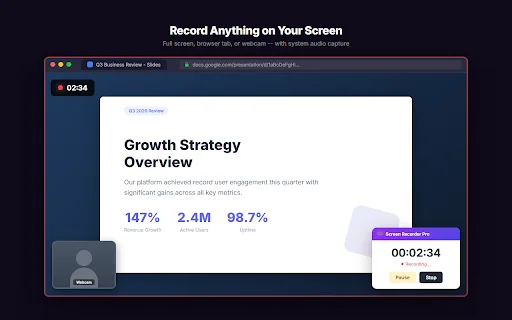 Screen Recorder Pro: Mabilis na Screen Recorder para sa Chrome - Screenshot 3