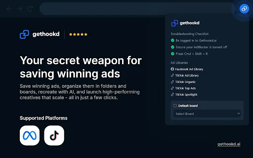 GetHookd.AI: I-save ang Ads sa Meta Library sa Isang Click - Screenshot 1